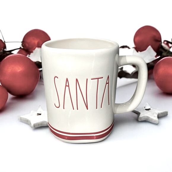 NEW RAE DUNN SANTA Christmas Large Ceramic Mug Festive Celebrate Stripes - Picture 7 of 7